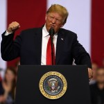 U.S. president Donald Trump speaks to supporters during a campaign rally at Scheels Arena on June 27, 2018 in Fargo, North Dakota. President Trump held a campaign style "Make America Great Again" rally in Fargo, North Dakota with thousands in attendance.