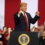 U.S. president Donald Trump speaks to supporters during a campaign rally at Scheels Arena on June 27, 2018 in Fargo, North Dakota. President Trump held a campaign style "Make America Great Again" rally in Fargo, North Dakota with thousands in attendance.