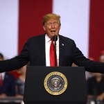 U.S. president Donald Trump speaks to supporters during a campaign rally at Scheels Arena on June 27, 2018 in Fargo, North Dakota. President Trump held a campaign style "Make America Great Again" rally in Fargo, North Dakota with thousands in attendance.
