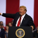 U.S. president Donald Trump speaks to supporters during a campaign rally at Scheels Arena on June 27, 2018 in Fargo, North Dakota. President Trump held a campaign style "Make America Great Again" rally in Fargo, North Dakota with thousands in attendance.