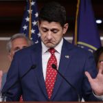 Speaker of the House Paul Ryan (R-WI) and fellow House Republican leaders hold a news conference following their weekly caucus meeting at the U.S. Capitol Visitors Center July 17, 2018 in Washington, DC. After President Donald Trump said he believed President Vladimir Putin that Russia did not interfere with the 2016 presidential election during a news conference in Finland, Ryan released a statement critical of Trump. ÒThere is no question that Russia interfered in our election and continues attempts to undermine democracy here and around the world,Ó Ryan said in a statement. ÒThe president must appreciate that Russia is not our ally.Ó