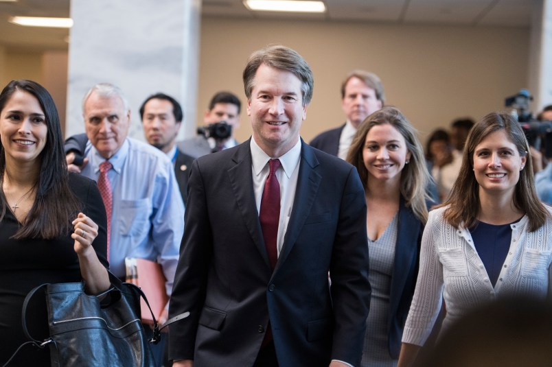 UNITED STATES - JULY 19: Supreme Court nominee Brett Kavanaugh, makes his way to a meeting with Sen. Dean Heller, R-Nev., in Hart Building on July 19, 2018. (Photo By Tom Williams/CQ Roll Call)