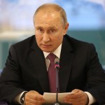 KALININGRAD, RUSSIA - JULY,20 (RUSSIA OUT) Russian President Vladimir Putin speeches during the Presidential Council Meeting in Kaliningrad Stadium in Kaliningrad, Russia, July,20,2018. Vladimir Putin is visiting Kaliningrad on Friday, to hold the Presidential Council on Sport and Physical Culture and to talk about the FIFA 2018 World Cup, that ended last week. (Photo by Mikhail Svetlov/Getty Images)