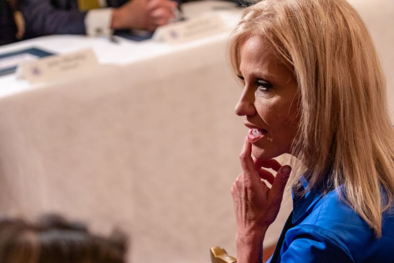 White House Counselor to the President Kellyanne Conway, attends U.S. President Donald Trump’s 'The Pledge To America's Workers' event in the East Room of the White House, in Washington, D.C. on Thursday, July 19, 2018  (Photo by Cheriss May/NurPhoto)