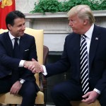 WASHINGTON, DC - JULY 30:  U.S. President Donald Trump (R) shakes hands with Prime Minister of the Italian RepublicÊGiuseppe Conte in the Oval Office on July 30, 1018 in Washington, DC. Among the topics to be discussed is trade and NATO.  (Photo by Mark Wilson/Getty Images)