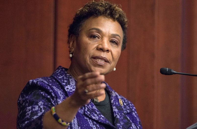 WASHINGTON, DC - MARCH 24: Congresswoman Barbara Lee speaks during the 2015 amfAR Capitol Hill Conference at U.S. Capitol Visitor Center on March 24, 2015 in Washington, DC. (Photo by Leigh Vogel/Getty Images)