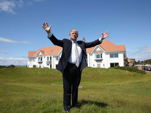 TURNBURRY, SCOTLAND - JUNE 08:  Donald Trump Visits Turnberry Golf Club, after its $10 Million refurbishment on June 8, 2015 in Turnberry, Scotland. (Photo by Ian MacNicol/Getty Images)