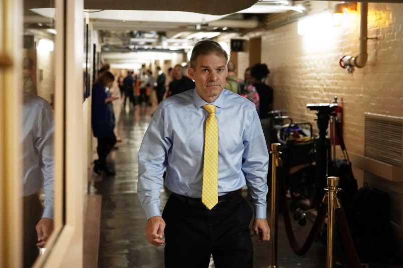 WASHINGTON, DC - JUNE 07:  U.S. Rep. Jim Jordan (R-OH) arrives at a House Republican Conference meeting June 7, 2018 on Capitol Hill in Washington, DC. House GOPs gathered for a conference meeting to discuss immigration.  (Photo by Alex Wong/Getty Images)