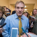 UNITED STATES - JUNE 26: Rep. Jim Jordan, R-Ohio, talks with reporters after a meeting of the House Republican Conference in the Capitol on June 26, 2018. (Photo By Tom Williams/CQ Roll Call)