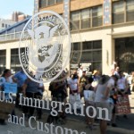 Group of protestors rallies at a local Dept of Homeland Security Immigration Field Office, in Philadelphia, PA, on June 30, 2018. Thousands participate in a rally earlier to protest the Trump's administration immigration policies and similar events are held around the nation. (Photo by Bastiaan Slabbers/NurPhoto)