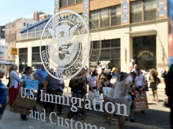 Group of protestors rallies at a local Dept of Homeland Security Immigration Field Office, in Philadelphia, PA, on June 30, 2018. Thousands participate in a rally earlier to protest the Trump's administration immigration policies and similar events are held around the nation. (Photo by Bastiaan Slabbers/NurPhoto)
