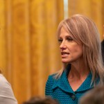 Counselor to the President Kellyanne Conway (r), attends President Trump's event celebrating the Republican tax cut plan in the East Room of the White House in Washington, D.C., on Friday, June 29, 2018. (Photo by Cheriss May/NurPhoto)