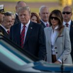 HELSINKI, FINLAND - JULY 15:  U.S. President Donald Trump and First Lady, Melania Trump arrive aboard Air Force One at Helsinki International Airport  on July 15, 2018 in Helsinki, Finland.The President of the United States arrived in Helsinki, for talks with Russian President Vladimir Putin. President Trump said in a recent statement that he has " low expectations" for the meeting, however he is under increasing pressure to confront the Russian President directly about special counsel Robert Mueller's indictment of twelve russian's said to have conspired to sway the decision of the 2016 US election.  (Photo by Chris McGrath/Getty Images) *** Local Caption *** Donald Trump; Melania Trump