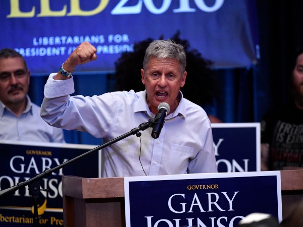 PARKER, COLORADO - OCTOBER 4: Governor Gary Johnson, Libertarian nominee for President, speaks to a packed audience inside the Great Hall at University of Colorado South Denver campus on October 4, 2016 Parker, Colorado. (Photo by Helen H. Richardson/The Denver Post)