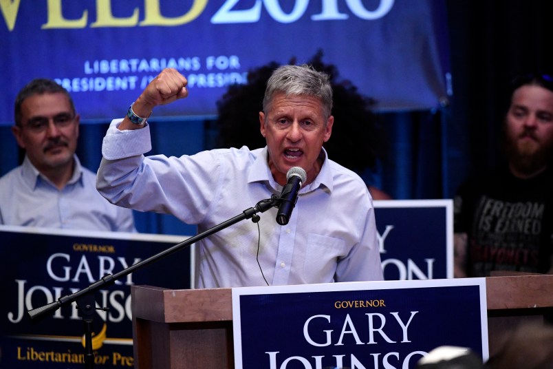 PARKER, COLORADO - OCTOBER 4: Governor Gary Johnson, Libertarian nominee for President, speaks to a packed audience inside the Great Hall at University of Colorado South Denver campus on October 4, 2016 Parker, Colorado. (Photo by Helen H. Richardson/The Denver Post)