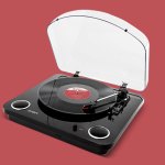 The Conversion Turntable With Stereo Speakers lets you listen to your favorites while included softwares converts songs to MP3s.