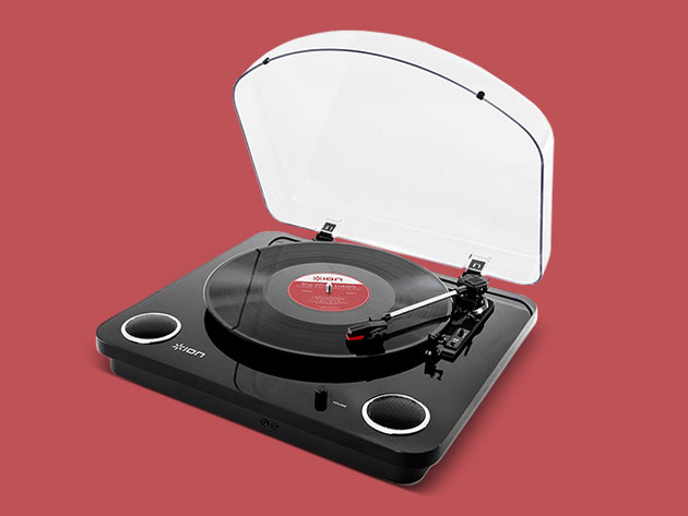 The Conversion Turntable With Stereo Speakers lets you listen to your favorites while included softwares converts songs to MP3s.