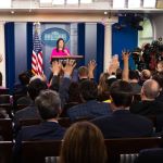 WASHINGTON, DC, UNITED STATES - 2018/07/23: Press briefing by White House Press Secretary Sarah Sanders (aka Sarah Huckabee Sanders) in the White House Press Briefing Room in the White House in Washington, DC. (Photo by Michael Brochstein/SOPA Images/LightRocket via Getty Images)