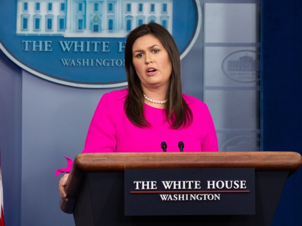 WASHINGTON, DC, UNITED STATES - 2018/07/23: Press briefing by White House Press Secretary Sarah Sanders (aka Sarah Huckabee Sanders) in the White House Press Briefing Room in the White House in Washington, DC. (Photo by Michael Brochstein/SOPA Images/LightRocket via Getty Images)
