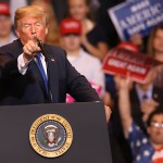 WILKES BARRE, PA - AUGUST 02: President Donald J. Trump singles out the media during his rally on August 2, 2018 at the Mohegan Sun Arena at Casey Plaza in Wilkes Barre, Pennsylvania. This is Trump's second rally this week; the same week his former campaign chairman Paul Manafort started his trial that stemmed from special counsel Robert Mueller's investigation into Russia’s alleged interference in the 2016 presidential election.  (Photo by Rick Loomis/Getty Images)