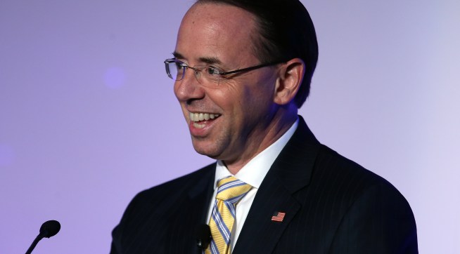 United States Deputy Attorney General Rod J. Rosenstein speaks at the ABA conference at the Hyatt Regency Chicago on Thursday, Aug. 2, 2018. (Terrence Antonio James/Chicago Tribune/TNS)