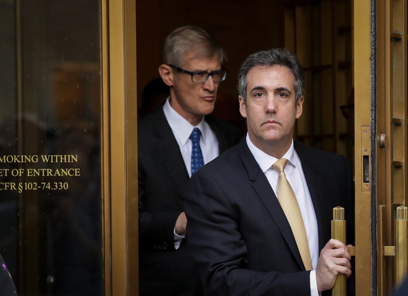 NEW YORK, NY - AUGUST 21: Michael Cohen, President Donald Trump's former personal attorney and fixer, exits federal court, August 21, 2018 in New York City. Cohen reached a plea agreement with prosecutors involving charges of bank fraud, tax fraud and campaign finance violations. (Photo by Drew Angerer/Getty Images)