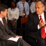 Presidential candidate Rudy Giuliani, right, is interviewed by Fox's Sean Hannity in the Spin Room following the 2007 Republican Presidential Debate in Columbia, South Carolina, Tuesday, May 15, 2007. (C. Aluka Berry/The State/MCT)