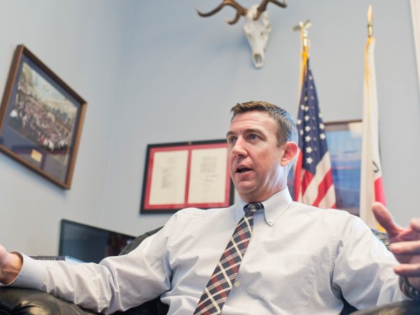 UNITED STATES - JANUARY 13: Rep. Duncan Hunter, R-Calif., is interviewed about his vaporizer pen in his Rayburn office, January 12, 2016. (Photo By Tom Williams/CQ Roll Call)