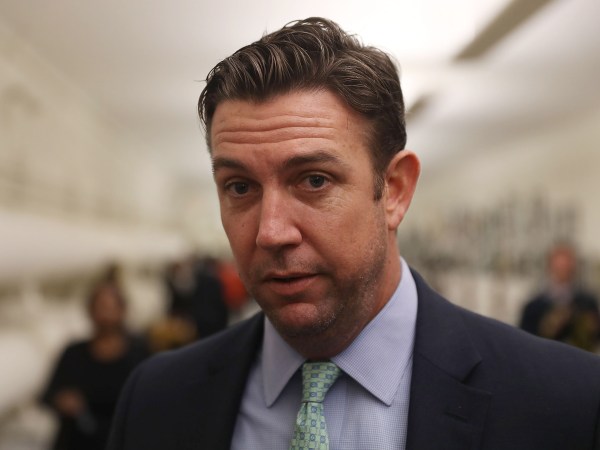 WASHINGTON, DC - JANUARY 10:  Rep. Duncan Hunter (R-CA) speaks to the media before a painting he found offensive and removed is rehung on the U.S. Capitol walls on January 10, 2017 in Washington, DC.  The painting is part of a larger art show hanging in the Capitol and is by a recent high school graduate, David Pulphus, and depicts his interpretation of civil unrest in and around the 2014 events in Ferguson, Mo.  (Photo by Joe Raedle/Getty Images)
