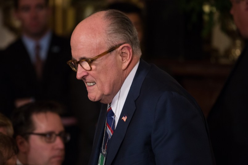 On Tuesday, January 31, Rudy Giuliani, former mayor of New York City, was present for U.S. President Donald Trump's live announcement of Colo. appeals court judge Neil Gorsuch as his Supreme Court of the United States nominee, in the East Room of the White House. (Photo by Cheriss May/NurPhoto)