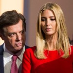 CLEVELAND, OH - JULY 21:  Paul Manafort speaks to Ivanka Trump,  daughter of Republican nominee Donald Trump at the Republican Convention, July 20, 2016 at the Quicken Loans Arena in Cleveland, Ohio. (Photo by Brooks Kraft/ Getty Images)