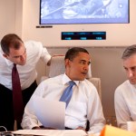 President Barack Obama meets with Deputy National Security Advisor for Strategic Communications Denis McDonough on Air Force One on route to Cairo, Egypt, June 4, 2009. (Official White House photo by Pete Souza)This official White House photograph is being made available for publication by news organizations and/or for personal use printing by the subject(s) of the photograph. The photograph may not be manipulated in any way or used in materials, advertisements, products, or promotions that in any way suggest approval or endorsement of the President, the First Family, or the White House.