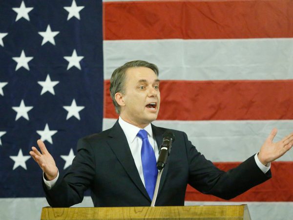 Kansas Gov. Jeff Colyer delivers a speech after his swearing in on Wednesday, Jan. 31, 2018, becoming the 47th governor of Kansas. (Bo Rader/Wichita Eagle/TNS)