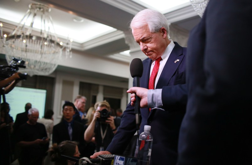 SAN DIEGO, CA-MAY 5: California GOP Gubernatorial Candidate John Cox gives an interview during an election eve party at the U.S. Grant Hotel in San Diego, California on Tuesday, June 5, 2018.  Cox, a businessman from Rancho Santa Fe, CA, is the leading Republican candidate for Governor of California(Photo by Sandy Huffaker/Getty Images)
