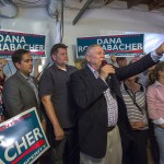 COSTA MESA, CA - JUNE 05: Republican Rep. Dana Rohrabacher, 48th District, speaks to supporters on election night at his campaign headquarters on June 5, 2018 in Costa Mesa, California. California could play a determining role in upsetting Republican control the U.S. Congress. Democrats hope to win 10 of the 14 seats held by Republicans.   (Photo by David McNew/Getty Images)
