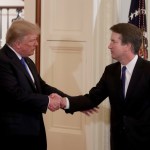 WASHINGTON, DC - JULY 09: U.S. President Donald Trump introduces U.S. Circuit Judge Brett M. Kavanaugh as his nominee to the United States Supreme Court during an event in the East Room of the White House July 9, 2018 in Washington, DC. Pending confirmation by the U.S. Senate, Judge Kavanaugh would succeed Associate Justice Anthony Kennedy, 81, who is retiring after 30 years of service on the high court. (Photo by Mark Wilson/Getty Images)