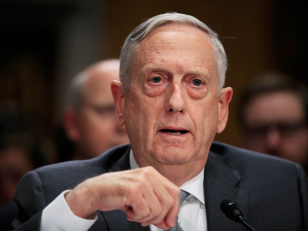 Secretary of Defense Jim Mattis, testifies during a Senate Foreign Relations Committee hearing on "The Authorizations for the Use of Military Force: Administration Perspective" on Capitol Hiill in Washington, Monday, Oct. 30, 2017.  (AP Photo/Manuel Balce Ceneta)