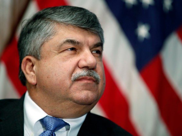 AFL-CIO president Richard Trumka listens at the National Press Club in Washington, Tuesday, April 4, 2017. (AP Photo/Alex Brandon)