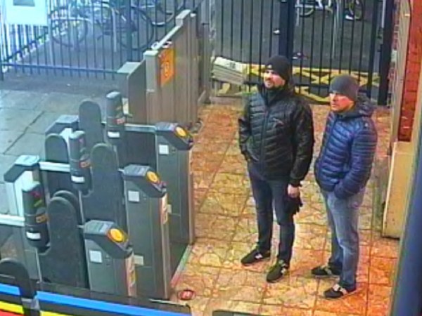 and Handout CCTV image issued by the Metropolitan Police of Russian Nationals Ruslan Boshirov and Alexander Petrov at Salisbury train station at 16:11hrs on March 3 2018. The CPS has issued European Arrest Warrants for the extradition of Boshirov and Petrov in connection with the Novichok poisoning attack on Sergei Skripal and his daughter Yulia in March. PRESS ASSOCIATION Photo. Issue date: Wednesday September 5, 2018. See PA story POLICE Salisbury. Photo credit should read: Metropolitan Police/PA WirNOTE TO EDITORS: This handout photo may only be used in for editorial reporting purposes for the contemporaneous illustration of events, things or the people in the image or facts mentioned in the caption. Reuse of the picture may require further permission from the copyright holder.