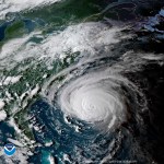 This enhanced satellite image made available by NOAA shows Hurricane Florence off the eastern coast of the United States on Wednesday, Sept. 12, 2018 at 5:52 p.m. EDT. (NOAA via AP)