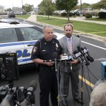 Middleton Police Chief Charles Foulke, left, and Dane County Sheriff Dave Mahoney holding a press conference near the scene of the shooting. Police on the scene of a active shooter event at WTS Paradigm Wednesday Sept. 19, 2018 in Madison, Wisconsin. (AP Photo/Wisconsin State Journal, Steve Apps)