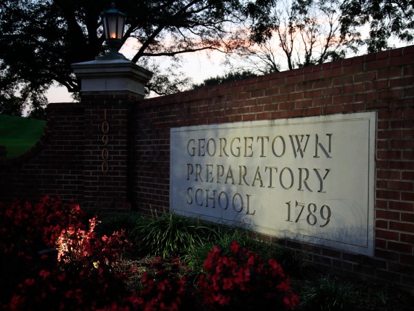 The entrance to the Georgetown Preparatory School Bethesda, Md., is shown, Wednesday, Sept. 19, 2018.  (AP Photo/Manuel Balce Ceneta)