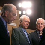 Republican members of the Senate Judiciary Committee, including Chairman Charles Grassley (R-IA), Sen. John Cornyn (R-TX), Sen. Mike Lee (R-UT), Sen. Orrin Hatch (R-UT), Sen. Thom Tillis (R-NC) hold a news conference about Supreme Court nominee Judge Brett Kavanaugh in the Dirksen Senate Office Building on Capitol Hill August 2, 2018 in Washington, DC. Republicans on the committee claim that Senate Democrats are attempting to slow or stall Kavanaugh's confirmation with demands to see emails and other records relating to KavanaughÕs time as staff secretary to former President George W. Bush.