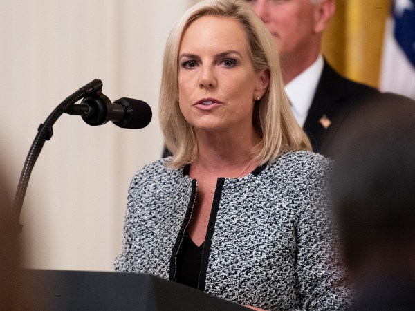 WASHINGTON, DC, UNITED STATES - 2018/08/20: Kirstjen Nielsen, Secretary of Homeland Security, at the Salute to Heroes of the Immigration and Customs Enforcement and Customs and Border Protection in the East Room of the White House on August 20, 2018. (Photo by Michael Brochstein/SOPA Images/LightRocket via Getty Images)
