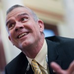 UNITED STATES - AUGUST 20: Matt Rosendale, Montana state auditor, is interviewed after a meeting of the Montana Board of Land Commissioners in the State Capitol building in Helena, on August 20, 2018. Rosendale is challenging Sen. Jon Tester, D-Mont., for the senate seat. (Photo By Tom Williams/CQ Roll Call)