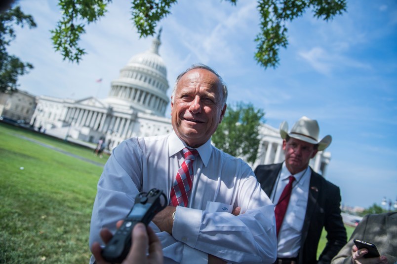 UNITED STATES - SEPTEMBER 07: Rep. Steve King, R-Iowa, attends a rally with Angel Families on the East Front of the Capitol, to highlight crimes committed by illegal immigrants in the U.S., on September 7, 2018. (Photo By Tom Williams/CQ Roll Call)