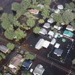 LUMBERTON, NC - SEPTEMBER 20:  Flood waters are seen surrounding homes after heavy rains from Hurricane Florence on September 20, 2018 in Lumberton, North Carolina. Residents have begun cleaning up in North Carolina as the flooding has begun to subside.  (Photo by Joe Raedle/Getty Images)