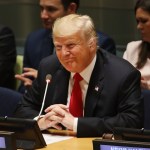 NEW YORK, NY - SEPTEMBER 24:  U.S. President Donald Trump attends a meeting on the global drug problem at the United Nations (UN) with UN Ambassador Nikki Haley a day ahead of the official opening of the 73rd United Nations General Assembly on September 24, 2018 in New York City. The United Nations General Assembly, or UNGA, is expected to draw 84 heads of state and 44 heads of government in New York City for a week of speeches, talks and high level diplomacy concerning global issues. New York City is under tight security for the annual event with dozens of road closures and thousands of security officers patrolling city streets and waterways.  (Photo by Spencer Platt/Getty Images)