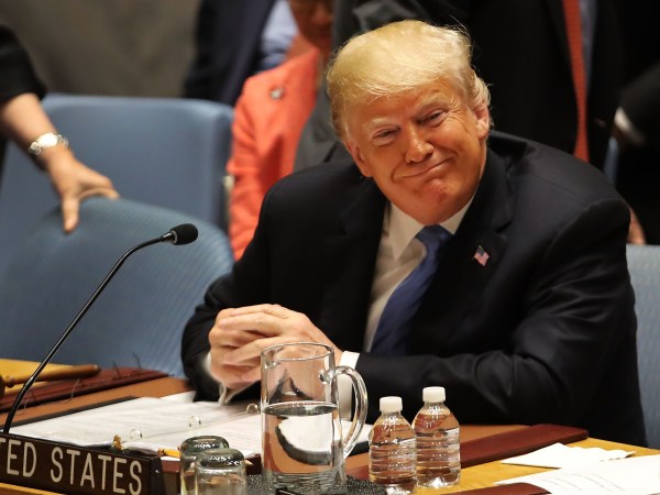 NEW YORK, NY - SEPTEMBER 26:  President Donald Trump chairs a United Nations (U.N.) Security Council meeting on September 26, 2018 in New York City. Trump presides over the 15-member council as the United States holds the monthly rotating presidency. The Security Council meeting coincides with the 73rd United Nations General Assembly at the U.N.  (Photo by Spencer Platt/Getty Images)