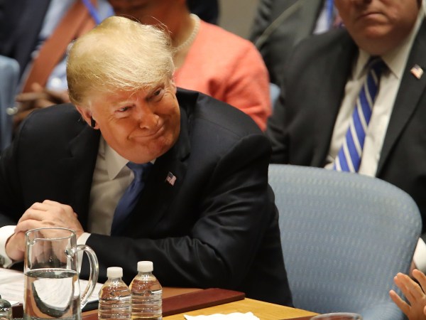 NEW YORK, NY - SEPTEMBER 26:  President Donald Trump chairs a United Nations (U.N.) Security Council meeting on September 26, 2018 in New York City. Trump presides over the 15-member council as the United States holds the monthly rotating presidency. The Security Council meeting coincides with the 73rd United Nations General Assembly at the U.N.  (Photo by Spencer Platt/Getty Images)